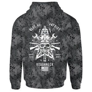 Howitzer Gray Camo Blue Collar Patriot Roughneck Hoodie Pullover Sweatshirt